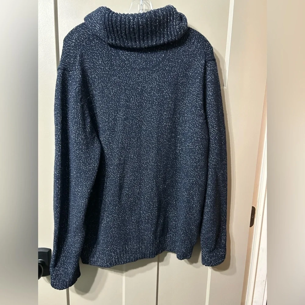 Jos. A. Bank exclusive collection navyblue speckled knit collared sweater toggle